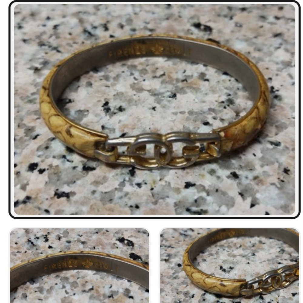 Gold and Brown Bangle Bracelet